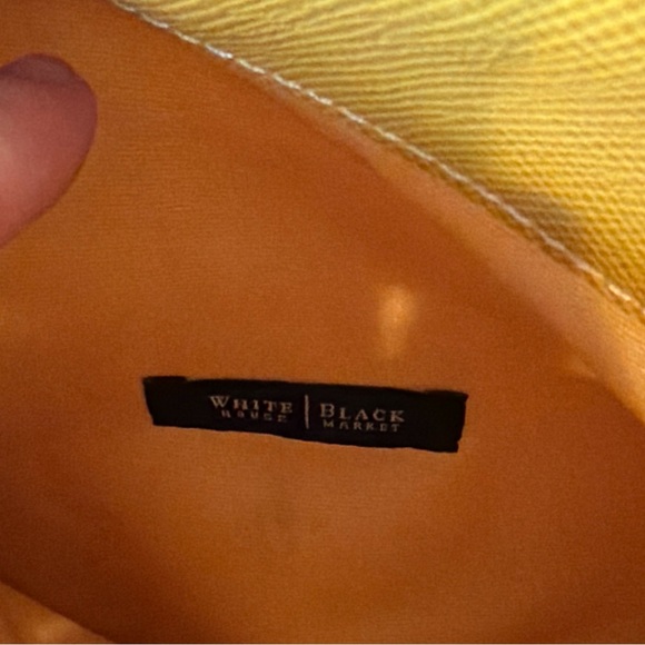 White House Black Market Foldover Clutch Purse Wristlet Half Moon Yellow Gold - Picture 6 of 7